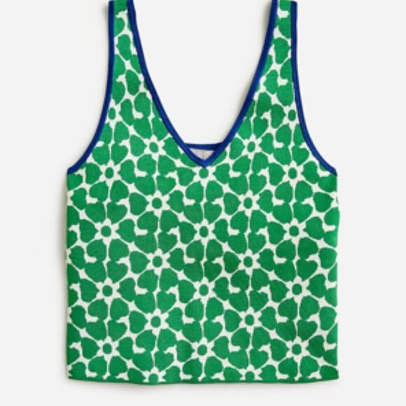J. Crew Sweater Tank Floral Preppy Knit Jacquard Top NWT S/M - Picture 1 of 6